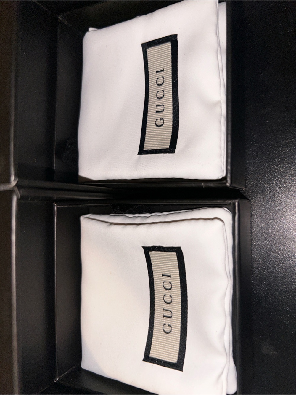 AUTHENTIC Gucci White Silk Pocket Square with Branded Trim